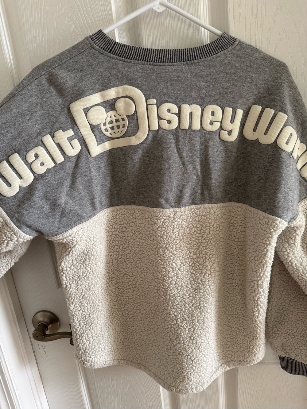 Disney Two-Tone Gray and Cream Crewneck Sherpa Spirit Jersey